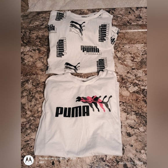 PUMA Kids White Graphic T-Shirts - 2 Pack Boys Large - Picture 2 of 4